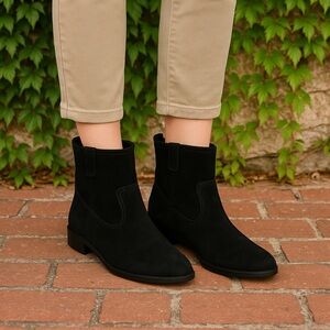 REBECCA MINKOFF Black Suede Ankle Boots, 7.5M